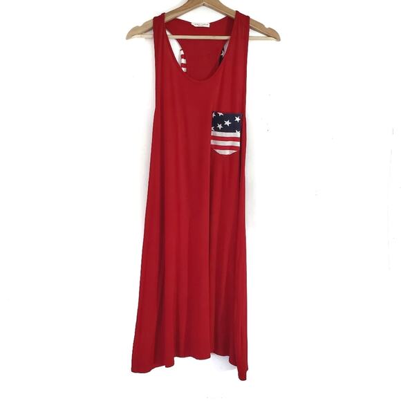 First Look | Patriotic USA Red White Blue Back Bow Racerback Tank Dress - Picture 1 of 5